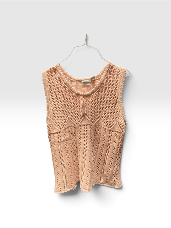 Newport News Tops - Sleeveless Knit Pointelle Top - Blush Pink